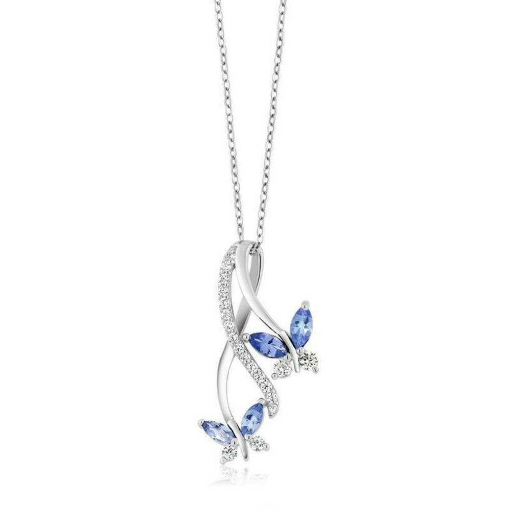 ** SALE ** NWOT Diamond & Tanzanite Butterfly Drop Necklace